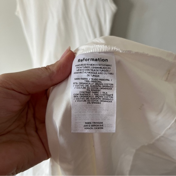 REFORMATION Sai Mixed Media Mock Neck Organic Cotton Dress Ivory Size XS NWOT - Picture 7 of 8